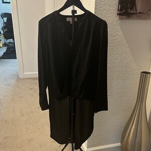 Philosophy Black Wrap-Front Long Sleeve Tunic